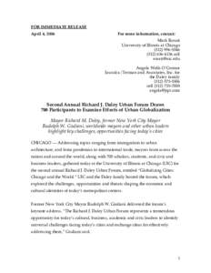 FOR IMMEDIATE RELEASE April 4, 2006 For more information, contact: Mark Rosati University of Illinois at Chicago