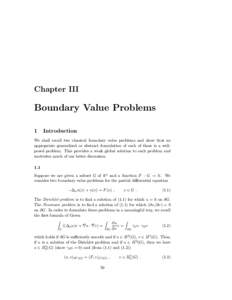 Chapter III  Boundary Value Problems 1  Introduction