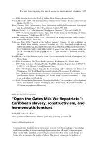 Forum: Interrogating the use of norms in international relations 349 —— 2006. Introduction to the Work of Melanie Klein. London: Karnac Books. Wendt, Alexander. 2004. “The State as a Person in International Theory.