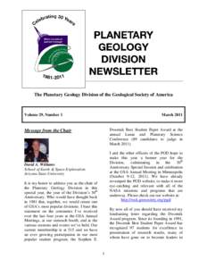 The Planetary Geology Division of the Geological Society of America  Volume 29, Number 1 March 2011