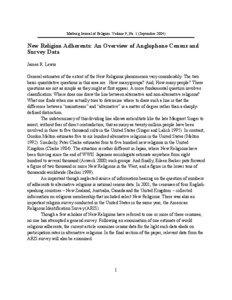 Marburg Journal of Religion: Volume 9, No. 1 (September[removed]New Religion Adherents: An Overview of Anglophone Census and