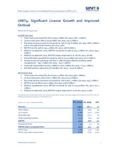 Press release interim consolidated financial statements UNIT4 N.V.  UNIT4: Significant License Growth and Improved Outlook Sliedrecht, 26 August 2010