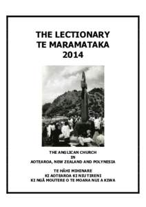 THE LECTIONARY TE MARAMATAKA 2014 THE ANGLICAN CHURCH IN