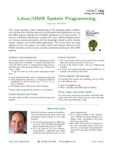 man7.org Training and Consulting Linux/UNIX System Programming Course code: M7D-SP01