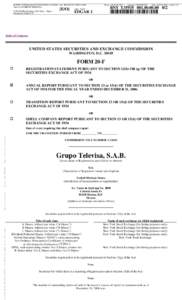 BOWNE INTEGRATED TYPESETTING SYSTEM Site: BOWNE OF NEW YORK Name: LAT GRUPO TELEVISA CRC: 35258 Y35935.SUB, DocName: 20-F, Doc: 1, Page: 1 Description: Form 20-F