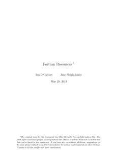 Fortran Resources Ian D Chivers