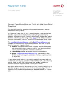News from Xerox For Immediate Release Xerox Corporation 45 Glover Avenue P.O. Box 4505