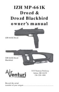 IZH MP-661K Drozd & Drozd Blackbird owner’s manual IZH 661K Drozd