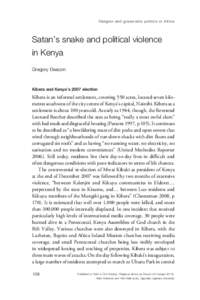 Religion and grassroots politics in Africa  Satan’s snake and political violence in Kenya Gregory Deacon