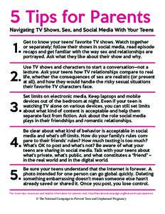 5 Tips for Parents  Navigating TV Shows, Sex, and Social Media With Your Teens 1.