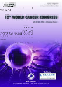 July 2018 | Volume 3, Issue 2 Journal of Medical Oncology and Therapeutics Souvenir  12 WORLD CANCER CONGRESS