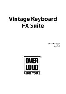 Vintage Keyboard FX Suite User Manual rev. 1.0  Table Of Contents