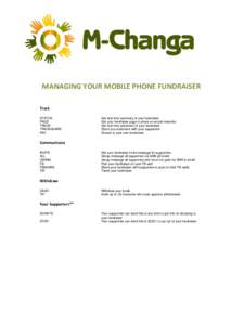 MANAGING YOUR MOBILE PHONE FUNDRAISER Track STATUS PAGE TRACK TRACKSHARE