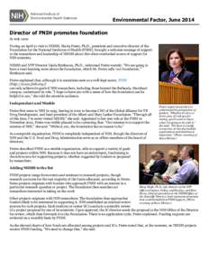 Director of FNIH promotes foundation