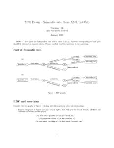 M2R Exam – Semantic web: from XML to OWL Duration : 3h Any document allowed January 2010 Note : Both parts are independent and will be ratedAnswers corresponding to each part should be returned on separate sh