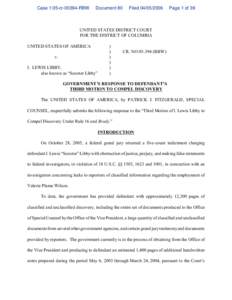 USA v. I. Lewis Libby: Govt's Response to Defendant's Third Motion to Compel Discovery