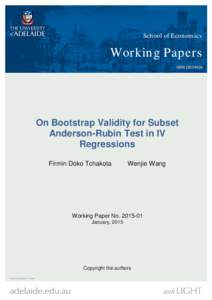 School of Economics  Working Papers ISSN[removed]On Bootstrap Validity for Subset