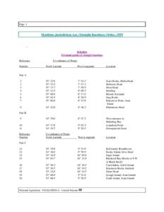 Page 1  Maritime Jurisdiction Act, (Straight Baselines) Order, [removed]Schedule