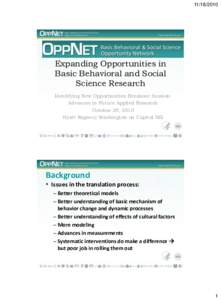 [removed]Expanding Opportunities in Basic Behavioral and Social Science Research Identifying New Opportunities Breakout Session: