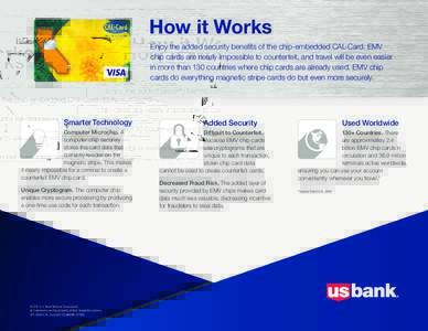 How it Works Enjoy the added security benefits of the chip-embedded CAL-Card. EMV chip cards are nearly impossible to counterfeit, and travel will be even easier in more than 130 countries where chip cards are already us
