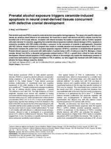 Prenatal alcohol exposure triggers ceramide-induced apoptosis in neural crest-derived tissues concurrent with defective cranial development