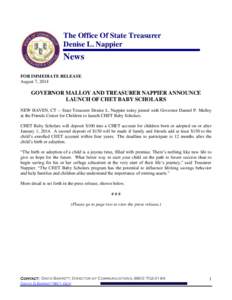 The Office Of State Treasurer Denise L. Nappier News FOR IMMEDIATE RELEASE August 7, 2014