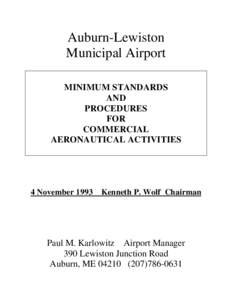 Auburn-Lewiston Municipal Airport MINIMUM STANDARDS AND PROCEDURES FOR