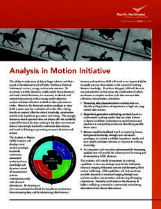 Analysis in Motion Initiative The ability to make sense of data at larger volumes and faster speeds is foundational to all of Pacific Northwest National Laboratory’s science, energy, and security missions. To accelerat