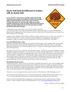 Media Release 4 JulyWild Wombat MTB Challenge Rocky Trail hosts first MTB race in Austria – with an Aussie twist