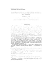 PROCEEDINGS OF THE AMERICAN MATHEMATICAL SOCIETY Volume 00, Number 0, Xxxx XXXX, Pages 000–000 S[removed]XX[removed]KAMIENNY’S CRITERION AND THE METHOD OF COLEMAN