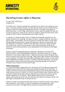 Revisiting human rights in Myanmar AI Index: ASA[removed]May 2012