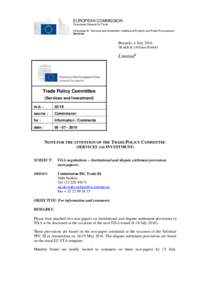 EUROPEAN COMMISSION Directorate-General for Trade Directorate B - Services and Investment, Intellectual Property and Public Procurement Services