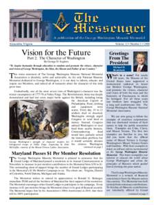 Alexandria, Virginia									  Vision for the Future Part 2: The Character of Washington By George D. Seghers