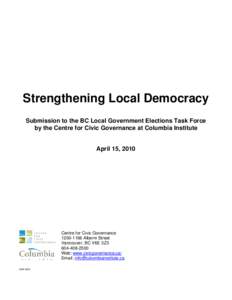 Local Government Election Task Force Submission - Organizations