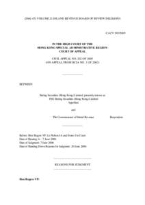 ([removed]VOLUME 21 INLAND REVENUE BOARD OF REVIEW DECISIONS  CACV[removed]IN THE HIGH COURT OF THE HONG KONG SPECIAL ADMINISTRATIVE REGION