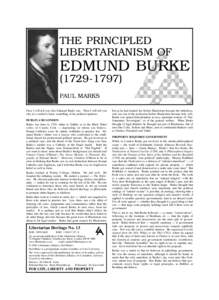 THE PRINCIPLED LIBERTARIANISM OF EDMUND BURKE[removed]PAUL MARKS