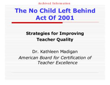 Archived : Strategies for Improving Teacher Quality (PDF)