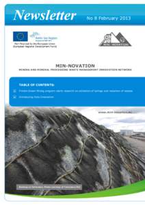 No 8 FebruaryMIN-NOVATION MINING AND MINERAL PROCESSING WASTE MANAGEMENT INNOVATION NETWORK  TABLE OF CONTENTS: