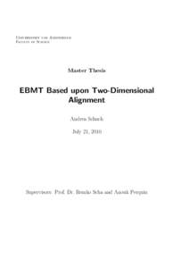 Universiteit van Amsterdam Faculty of Science Master Thesis  EBMT Based upon Two-Dimensional