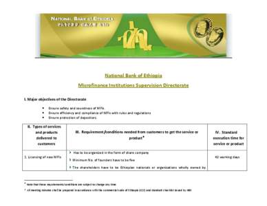      National Bank of Ethiopia  Microfinance Institutions Supervision Directorate   