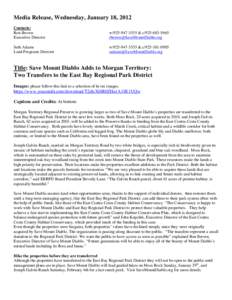 Media Release, Wednesday, January 18, 2012 Contacts: Ron Brown Executive Director  w & c