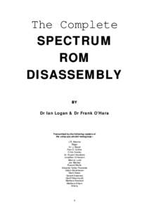 The Complete Spectrum ROM Disassembly