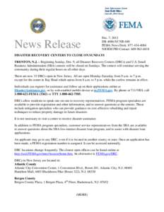 Joint Information Center Joint Field Office Lincroft, New Jersey News Release