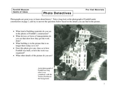 Fonthill Museum Castle of Ideas Pre-Visit Materials  Photo Detectives