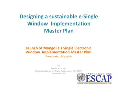 Designing a sustainable Single Electronic Window Master Plan