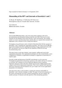 Microsoft Word - Dismantling of the RPV and internals at Barsebäck 1 and 2