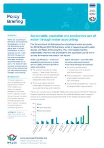 System of Environmental and Economic Accounting for Water / Water resources / Water supply / Water crisis / Water supply and sanitation in the Palestinian territories / Water supply and sanitation in Kenya / Water / Water management / Environment