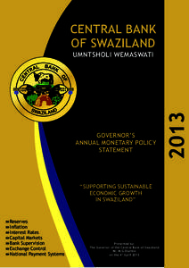 Annual Policy StatementCentral Bank of Swaziland CENTRAL BANK OF SWAZILAND