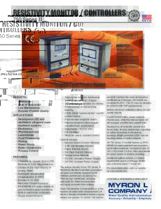 RESISTIVITY MONITOR / CONTROLLERS 750 Series II MADE IN USA  IP65/NEMA 4X