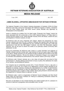 VIETNAM VETERANS ASSOCIATION OF AUSTRALIA  MEDIA RELEASE 5 JuneRef: 2/05
